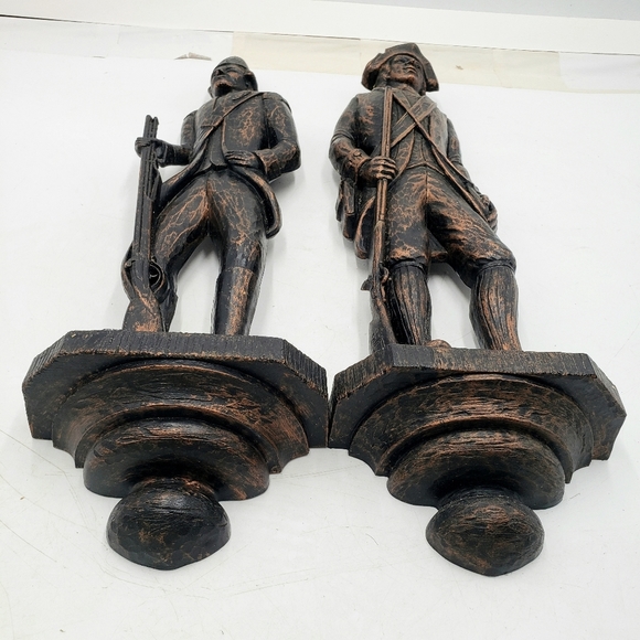 1971 Dart Revolutionary War Soldiers Wall Plaque Set 19x5.5 In Bronze Resin USA - Picture 6 of 11